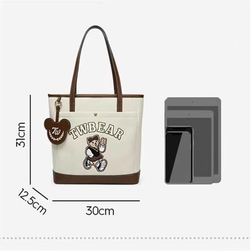 ▨✠✳Sera TeenieWeenie Tote Bag Tas Wanita TW Little Bear Kelas Komuter Satu Bahu Portable Kapasitas Besar College Angin Tas