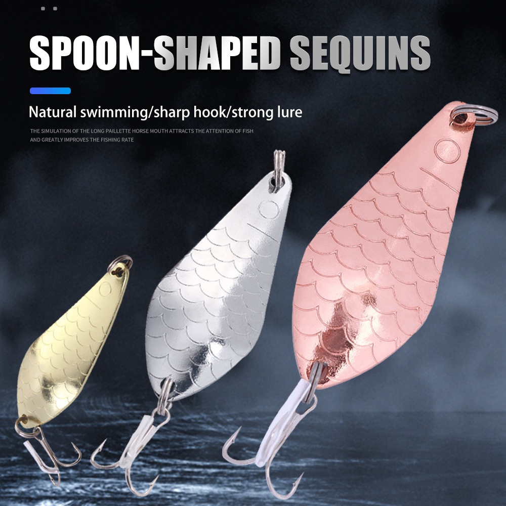 Hengjia 1pcs spinner Memancing Umpan Logam Sendok Fishing Tackle Payet Paillette treble hooks 7.5cm/21.6g