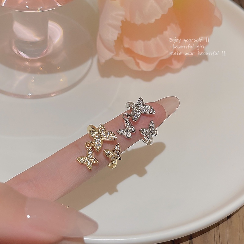 Cincin Kupu-Kupu Zirkon Gaya Fashion Baru Untuk Wanita High Sense Diamond Rings