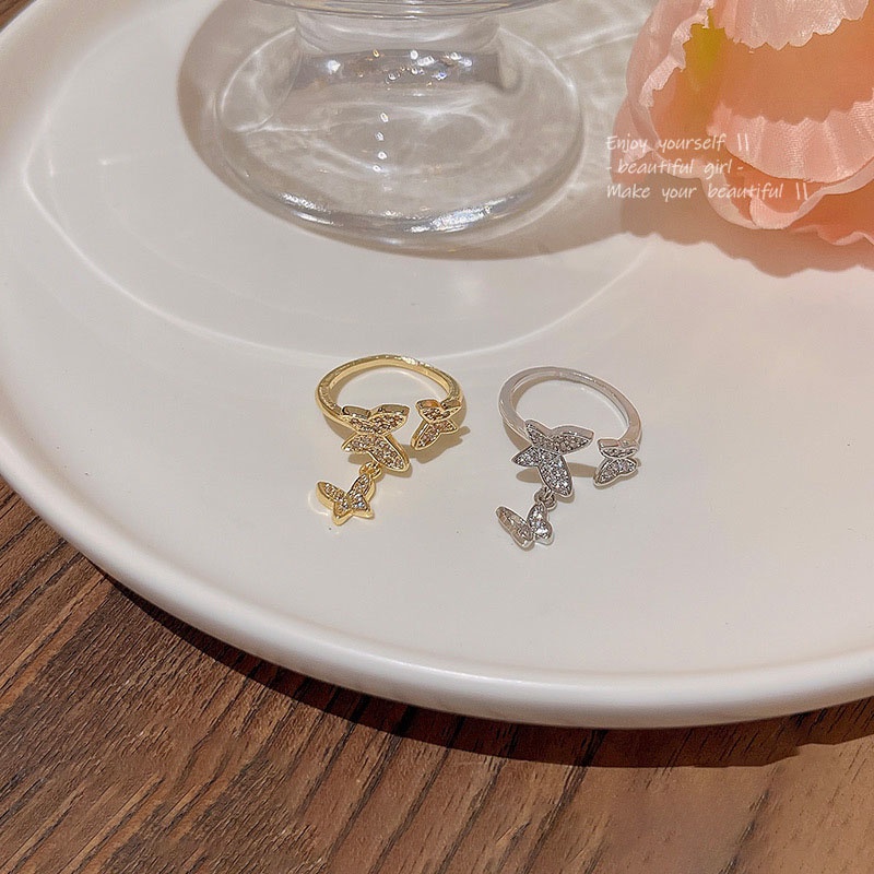 Cincin Kupu-Kupu Zirkon Gaya Fashion Baru Untuk Wanita High Sense Diamond Rings