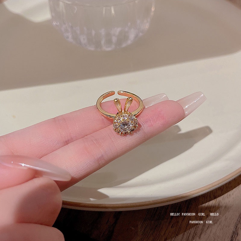 Cincin Kelinci Zirkon Berputar Super Cute Perempuan Cincin Jari Telunjuk Indah