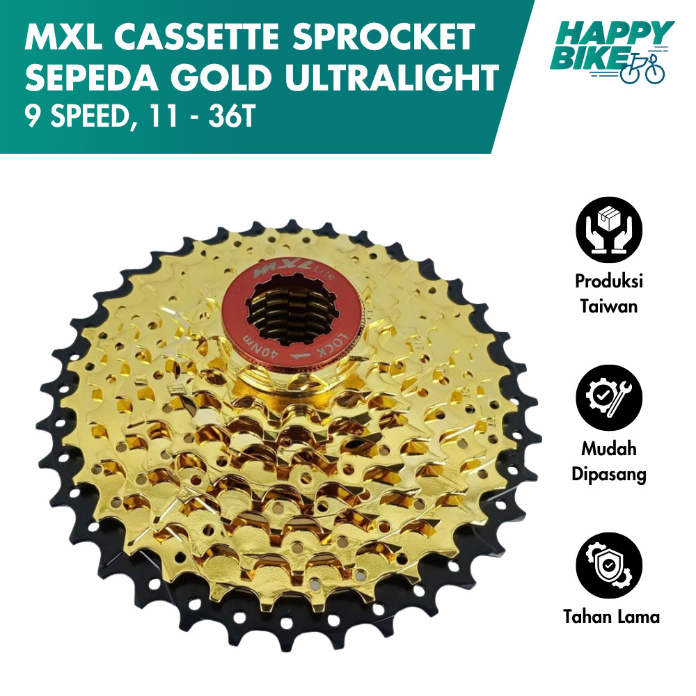 MXL Sprocket Sepeda MXL Cassette Gold 9 Speed 11 - 36T MTB Road Bike