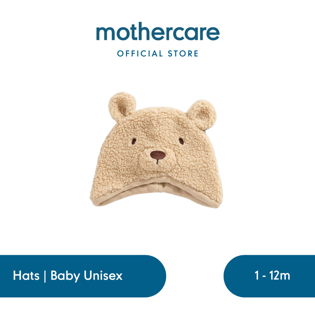 Mothercare Fluffy Bear Baby Hat - Topi Bayi Unisex (Krem)