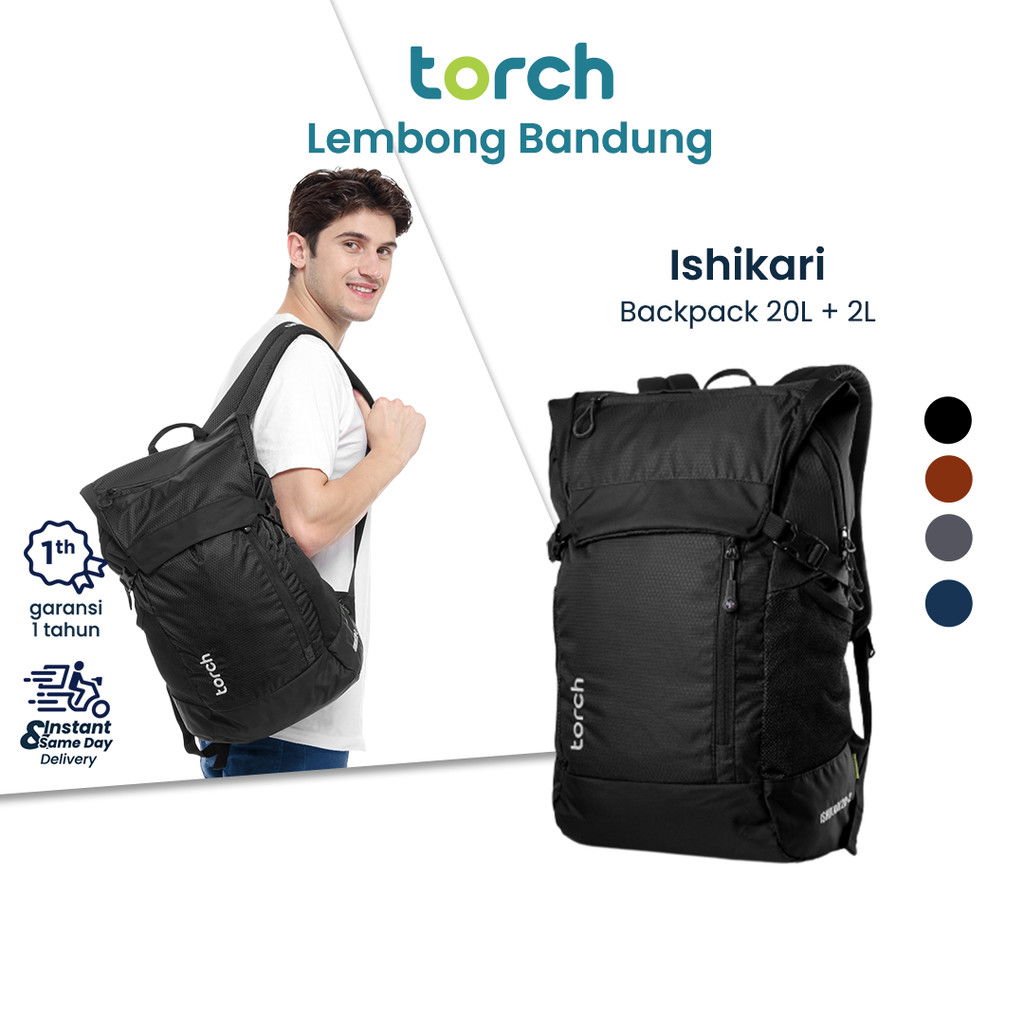 TORCH Ishikari Tas Ransel Laptop Sekolah Pria 22L Rain Cover