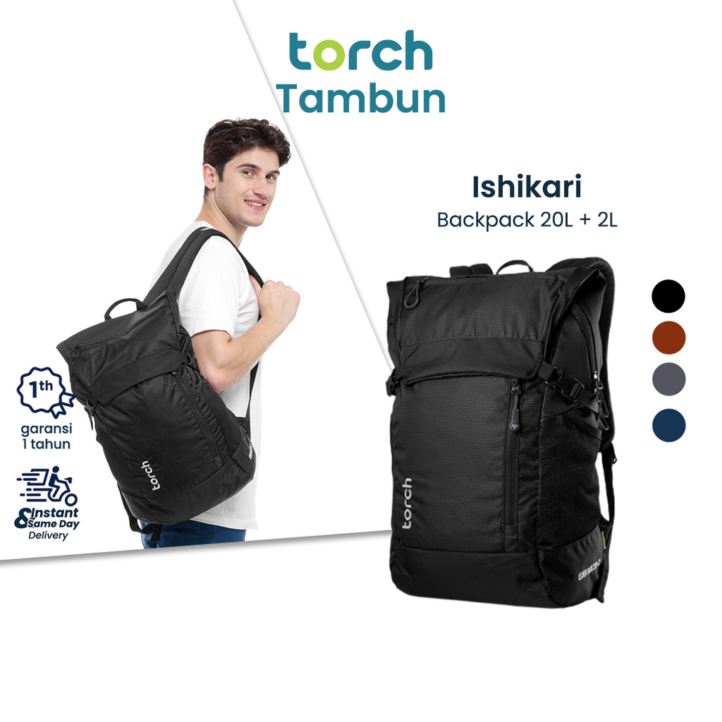 TORCH Ishikari Tas  Ransel Sekolah Pria 22L Rain Cover