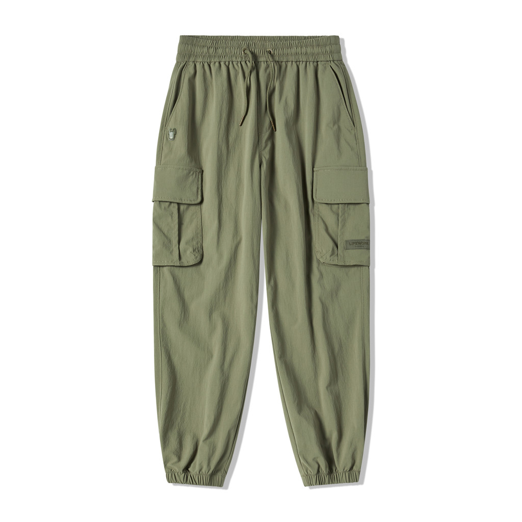 LIFEWORK - Lw2 Ladok Wappen Nylon Span Cargo Jogger Pants Set Up Khaki - Celana Panjang Wanita Warna