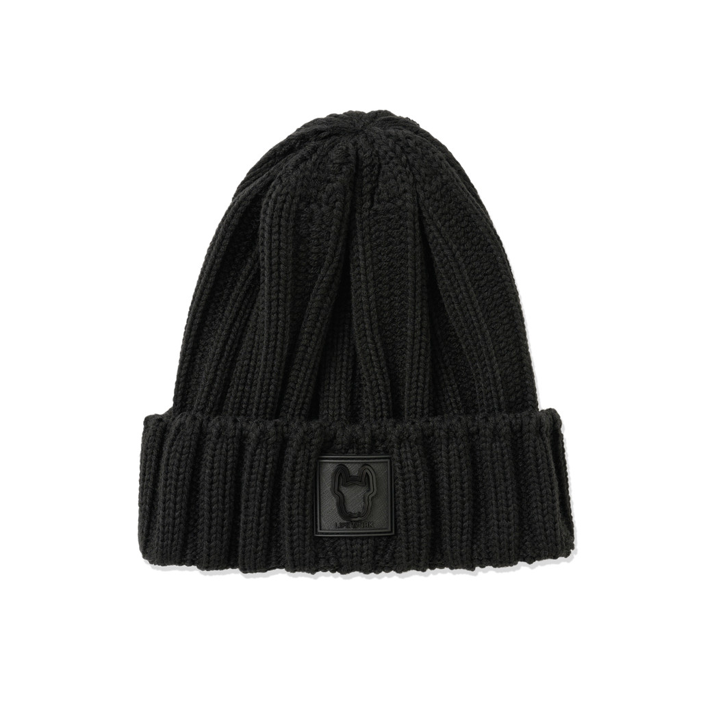 [LIFEWORK] - Ladok Icon Ribbed Beanie Black - Topi Acc Hitam Unisex