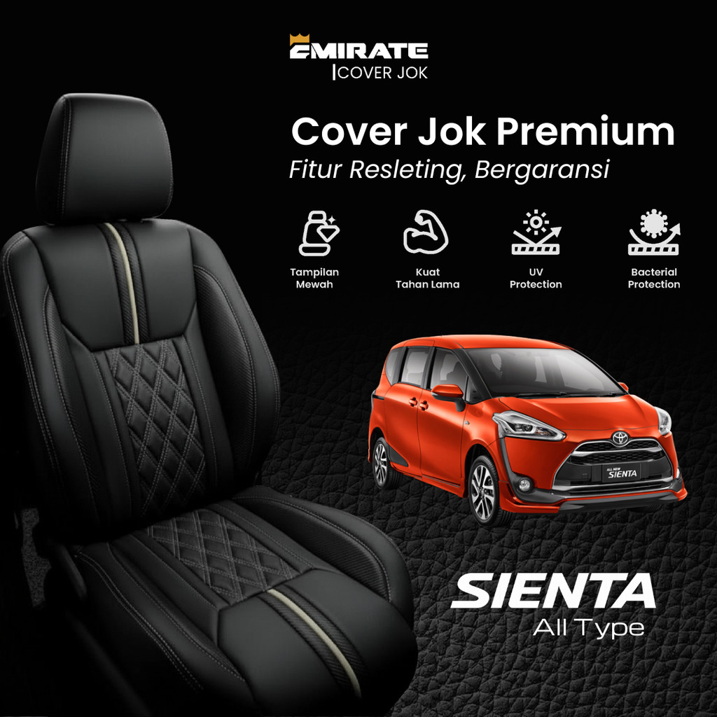 Sarung Jok/Cover Jok Emirate Bergaransi dengan Resleting Mobil Sienta