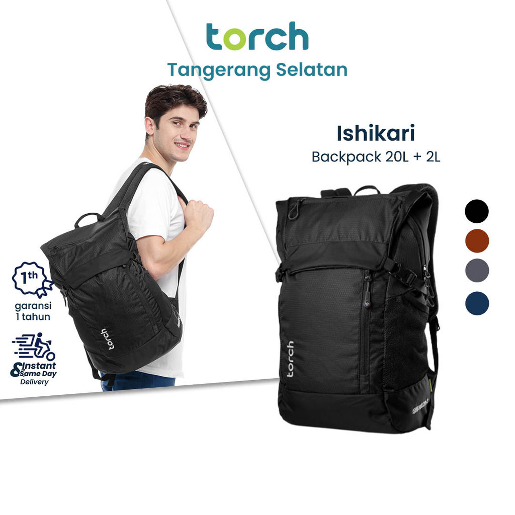 TORCH Tas Ransel Pria Besar 19+2L + Free Rain Cover Ishikari | Backpack Sekolah Travel