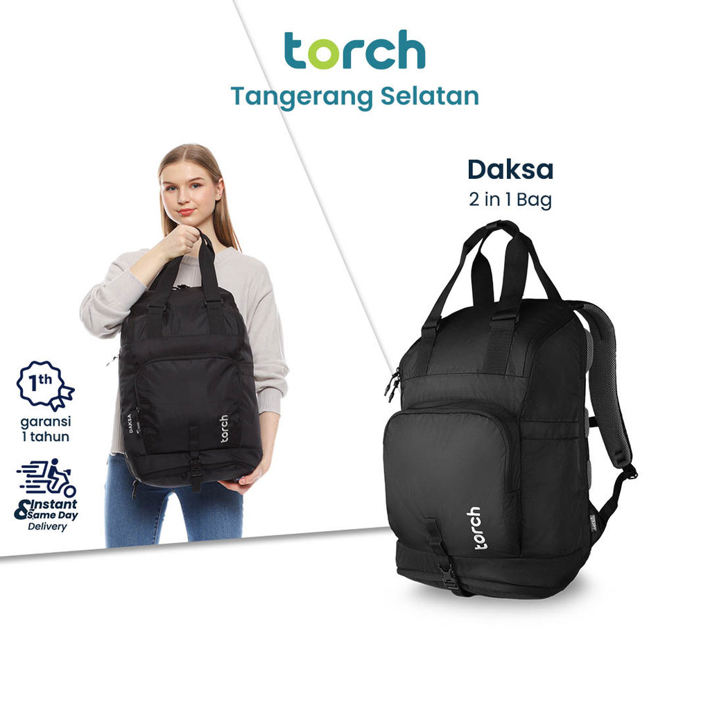 Torch Backpack Laptop Tas Ransel Kuliah 2 in 1 Tote bag Wanita Pria Besar 27 Liter Daksa