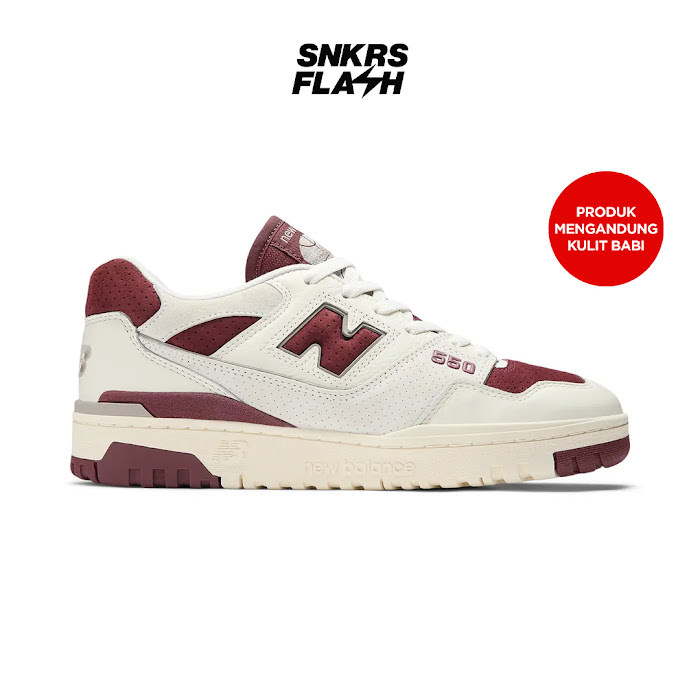 NEW BALANCE 550 Sea Salt Classic Crimson Sepatu Sneakers Unisex - BB550LEZ - Size 38