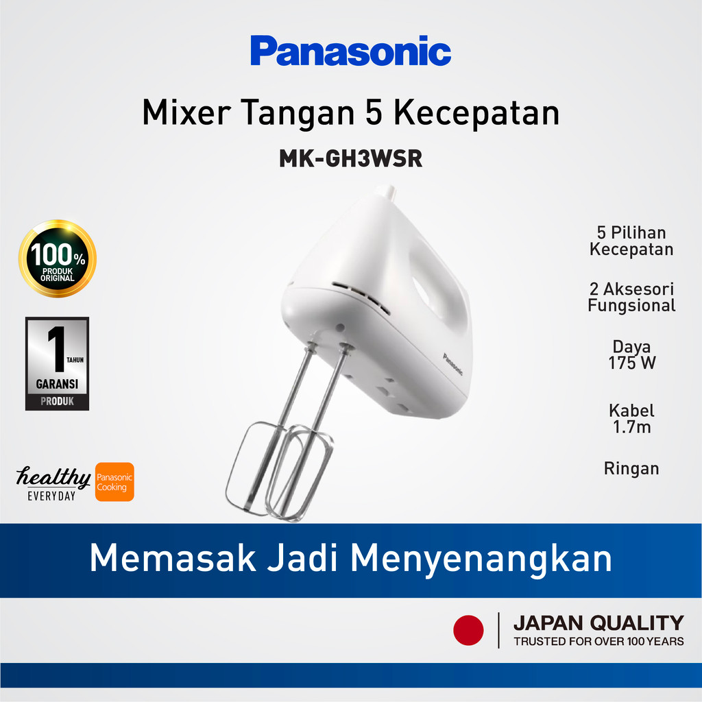 Mixer Tangan Panasonic MK-GH3WSR - Mengocok Telur dan Adonan dengan Mudah
