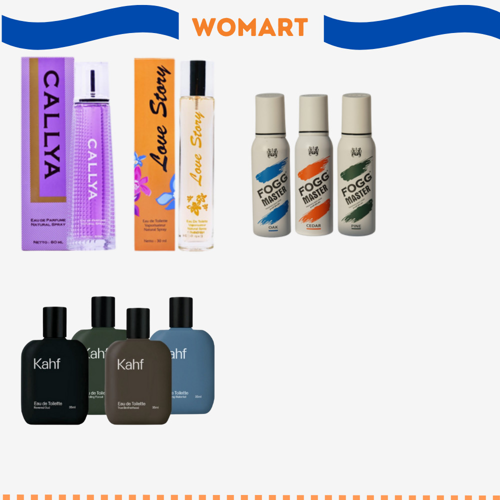 Parfum Pria Dan Wanita Edt Edp Body Mist Callya / Cinta Sejati / Fogg / Kahf / Kissou / Marina / Ori
