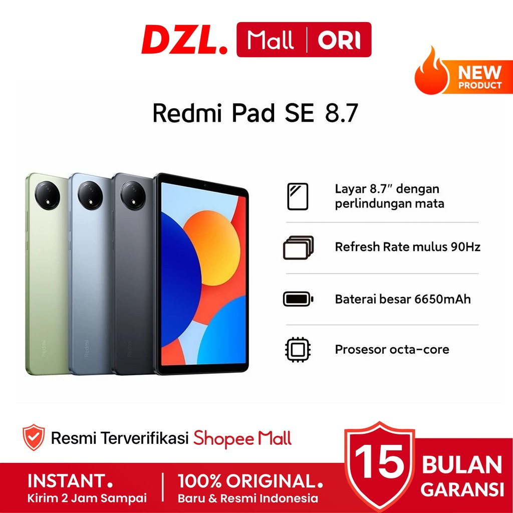 DZL - Tablet XIAOMI Redmi Pad SE 8.7 4/128 GB Original Resmi Official Store Mall Ori Tab Anak Kasir