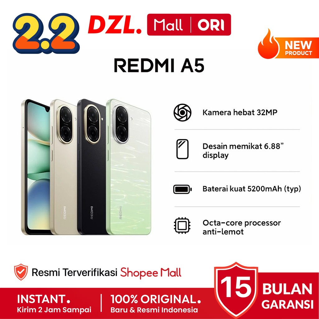 DZL - HP XIAOMI Redmi A5 4/128 GB Original TAM Resmi Official Store Mall Handphone Ori Indonesia