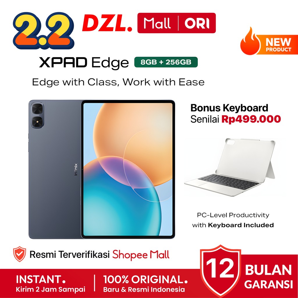 DZL - Tablet INFINIX XPAD Edge 8/256 GB 4G LTE + WiFi Original Resmi Official Store Ori Tab X Pad