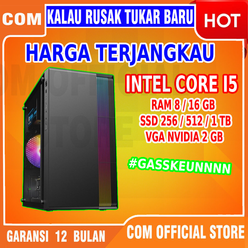 KOMPUTER GAMING FULL SET rakitan intel  i5 computer EDITING RAM 8GB SSD GARANSI BERKUALITAS