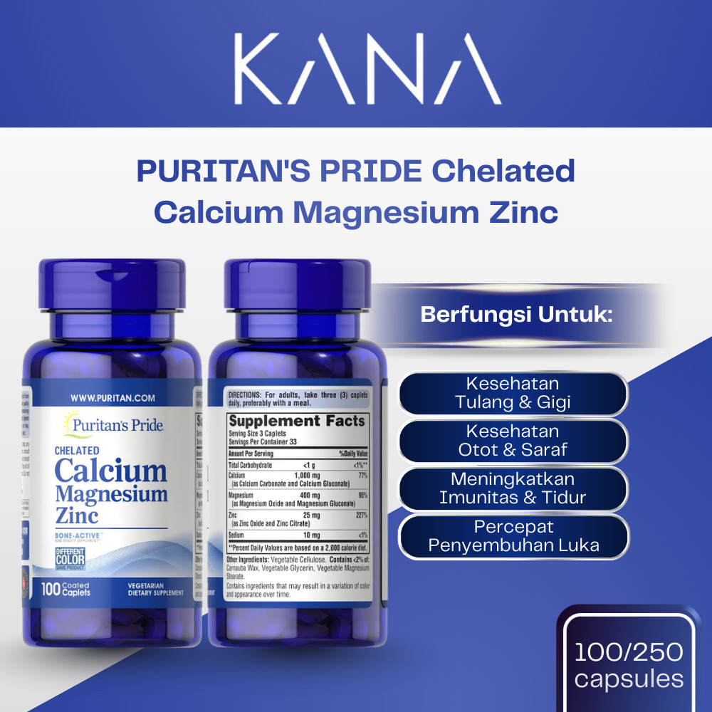 PURITAN'S PRIDE Chelated Calcium Magnesium Zinc Muscle Heart Immune Puritan Pride