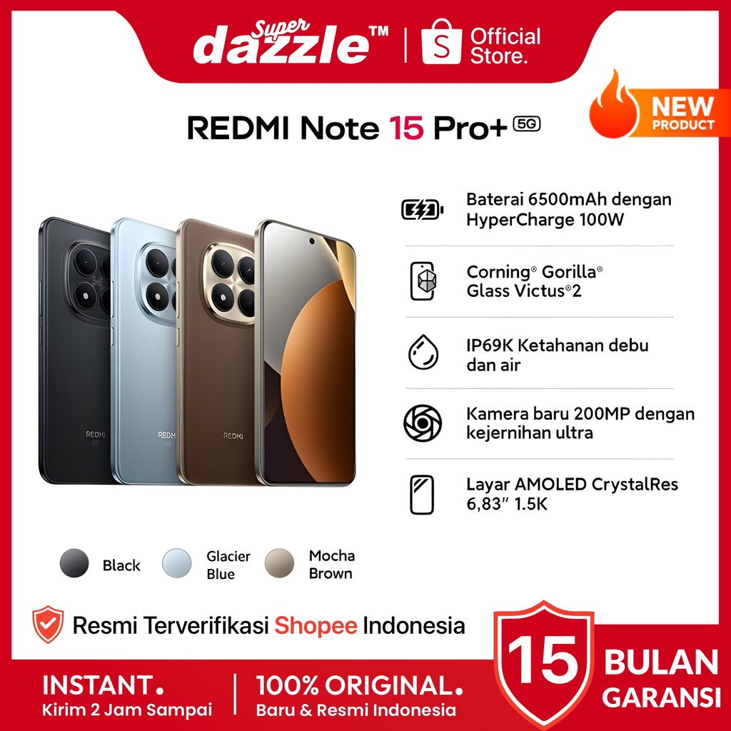 HP XIAOMI Redmi Note 15 Pro+ 5G 12/512 8/256 GB Resmi Official Store Ori Penerus Note 14 Pro+