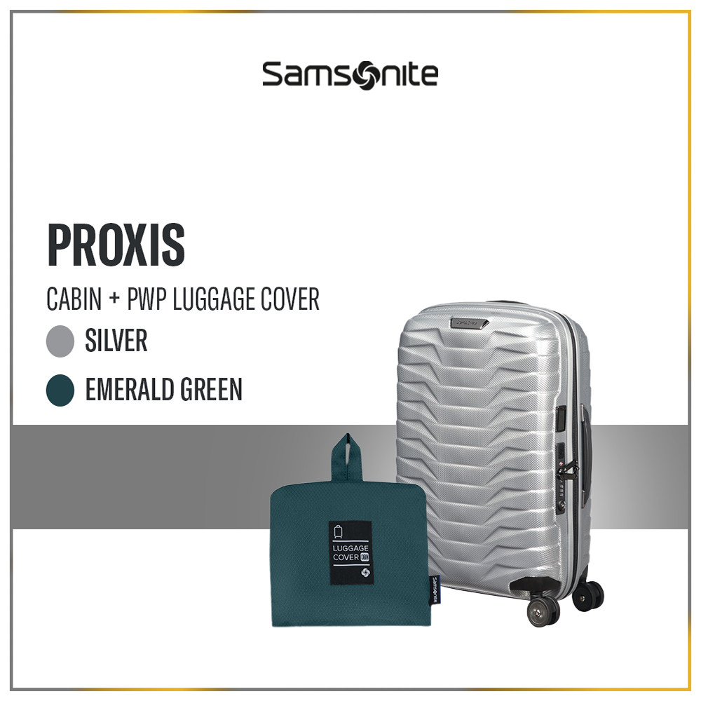Samsonite Koper Proxis Cabin Silver + Foldable Luggage Cover Cabin