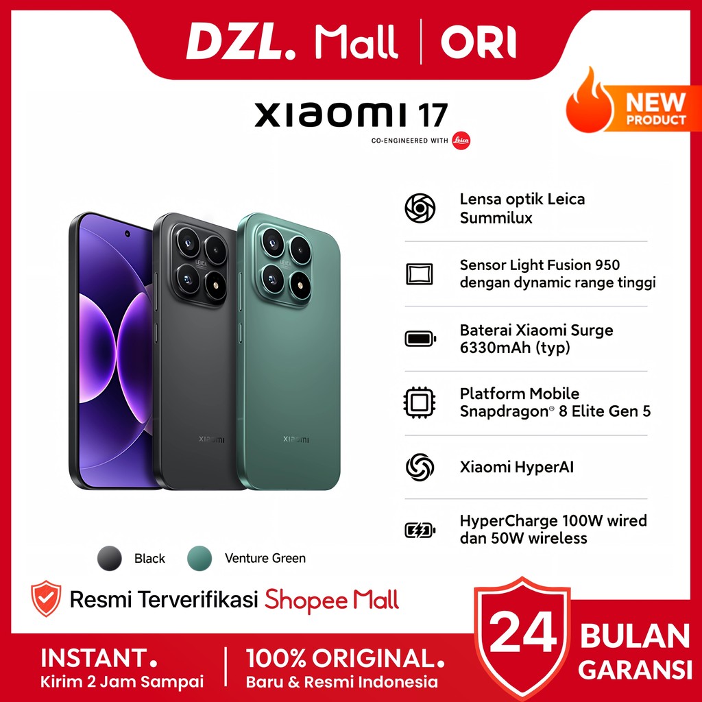 DZL - HP XIAOMI 17 12/512 12/256 GB Original TAM Garansi Resmi Official Store Ori Penerus Xiaomi 15