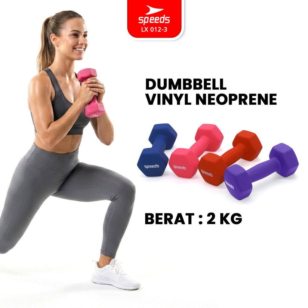 SPEEDS Dumbell 2kg Barbel Vinyl Neoprene Barbel Mini 012-3