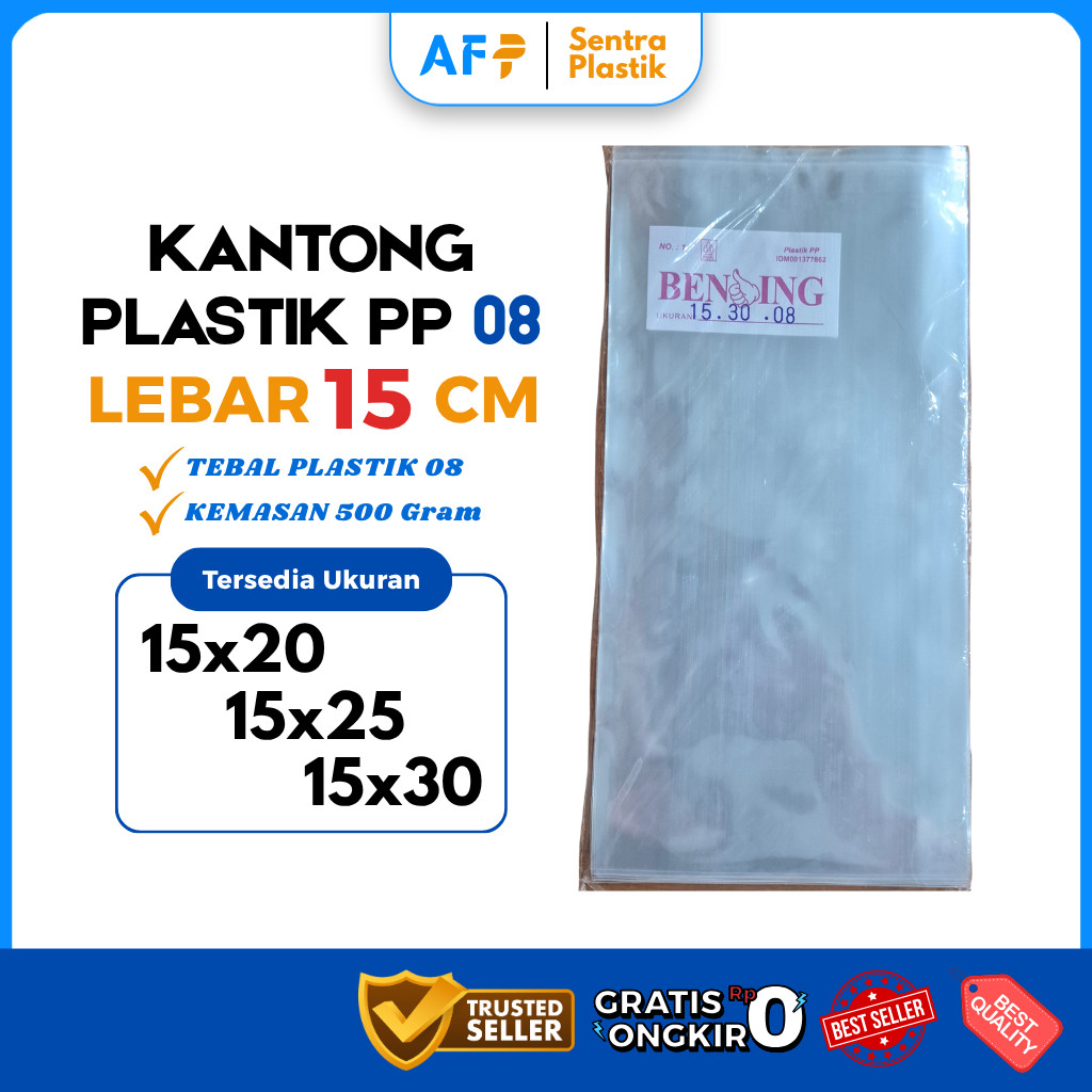 Plastik PP 08 Lebar 15 cm Ukuran 15x20 15x25 15x30