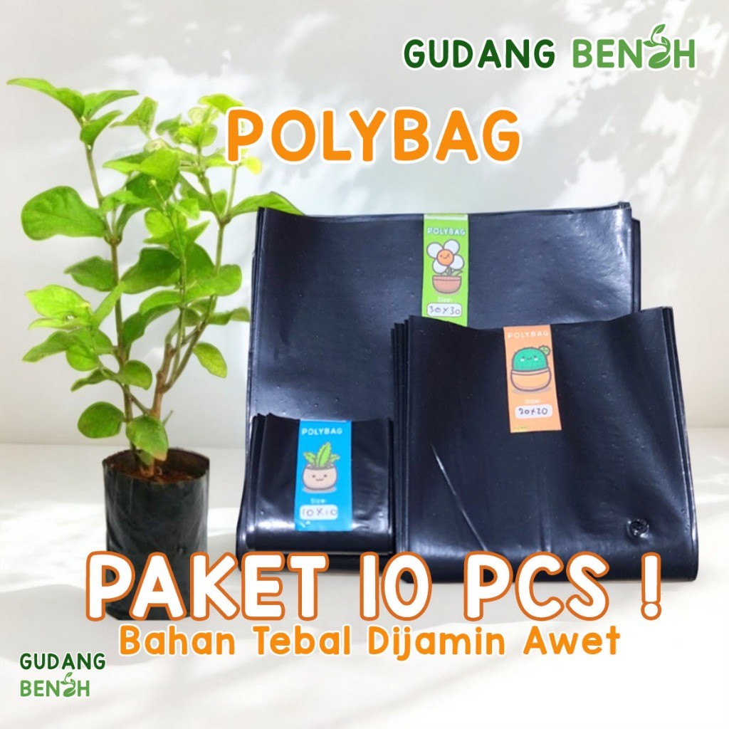 PCS] Polybag Pot Paket 10 Polybag Pot Plastik Tanaman untuk Pembibitan Bunga dan Sayuran Polybag Pot