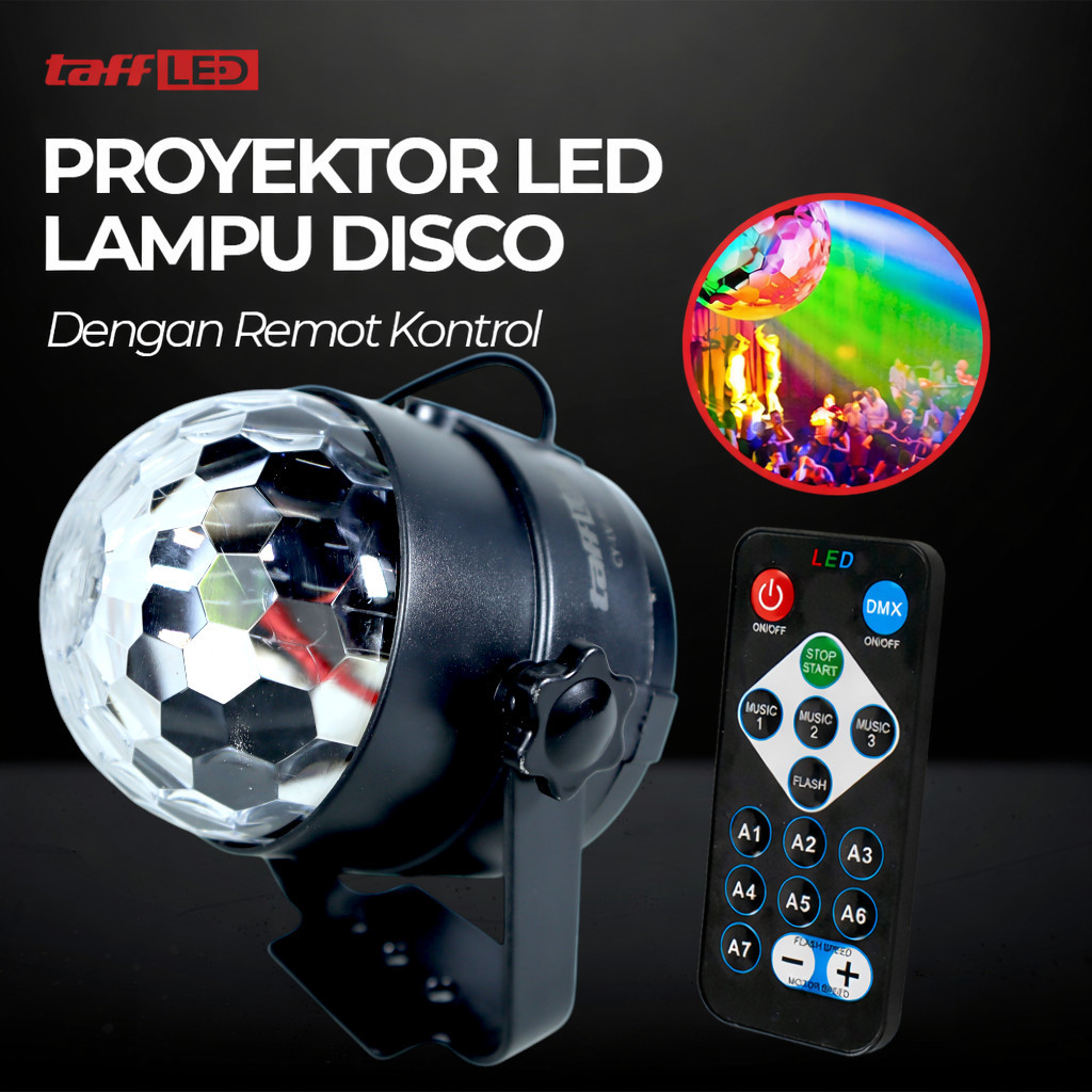 Lampu Proyektor Disco LED RGB Remote Control TaffLED