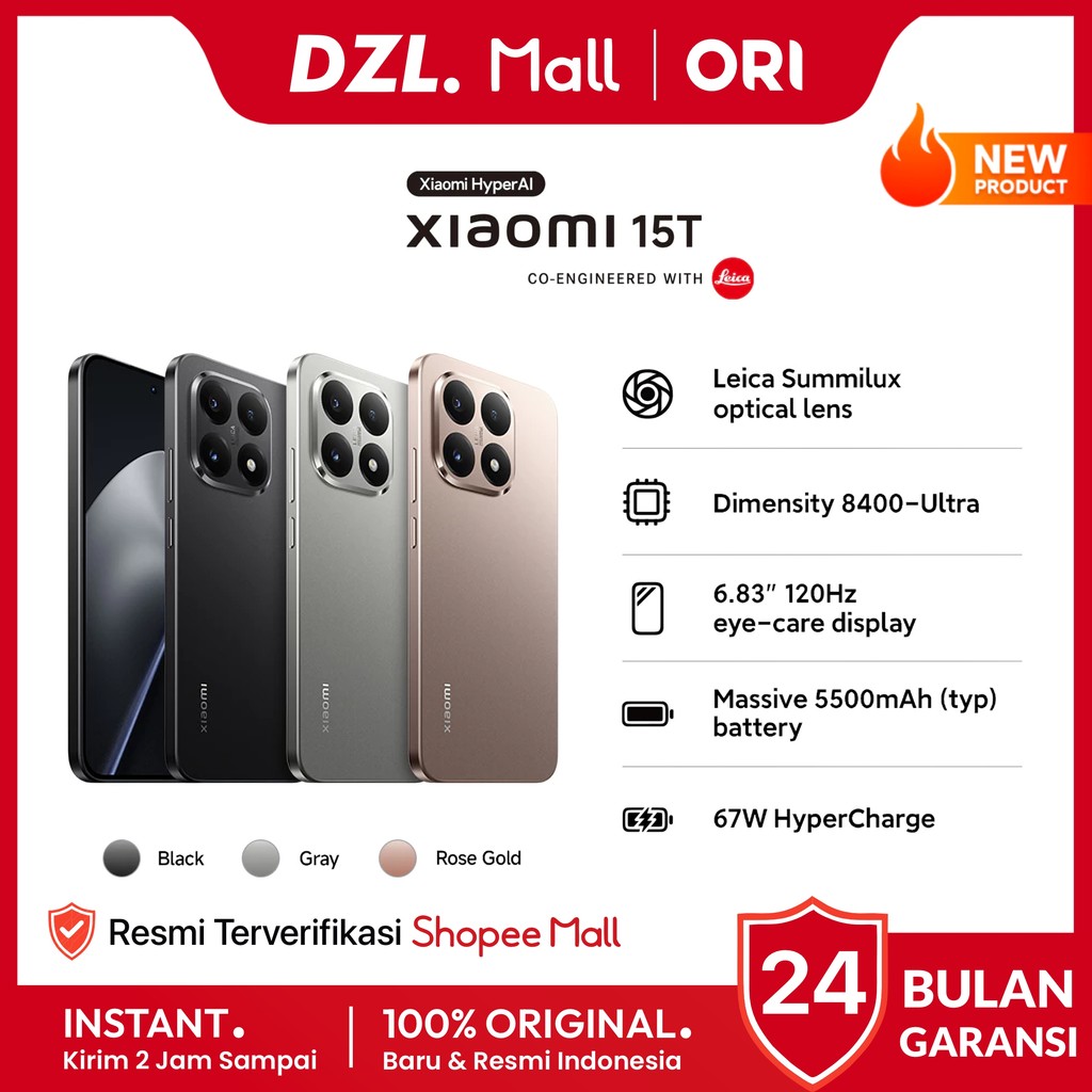DZL - HP XIAOMI Mi 15T 12/512 GB Leica Original Resmi Official Store Handphone Ori 15 T