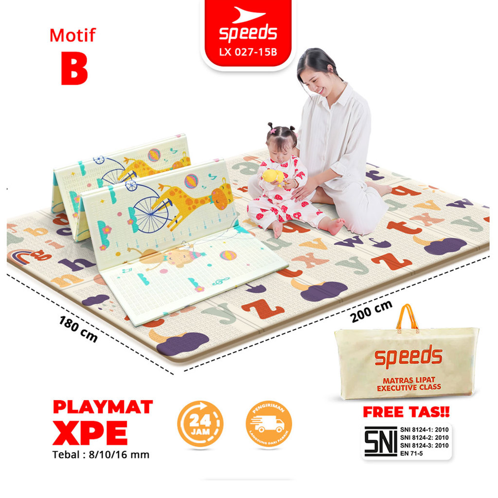 SPEEDS SNI B Playmate Bayi Karpet Lipat Playmat Foldable Bayi Matras Bayi Playmate Foam Lipat 180x20