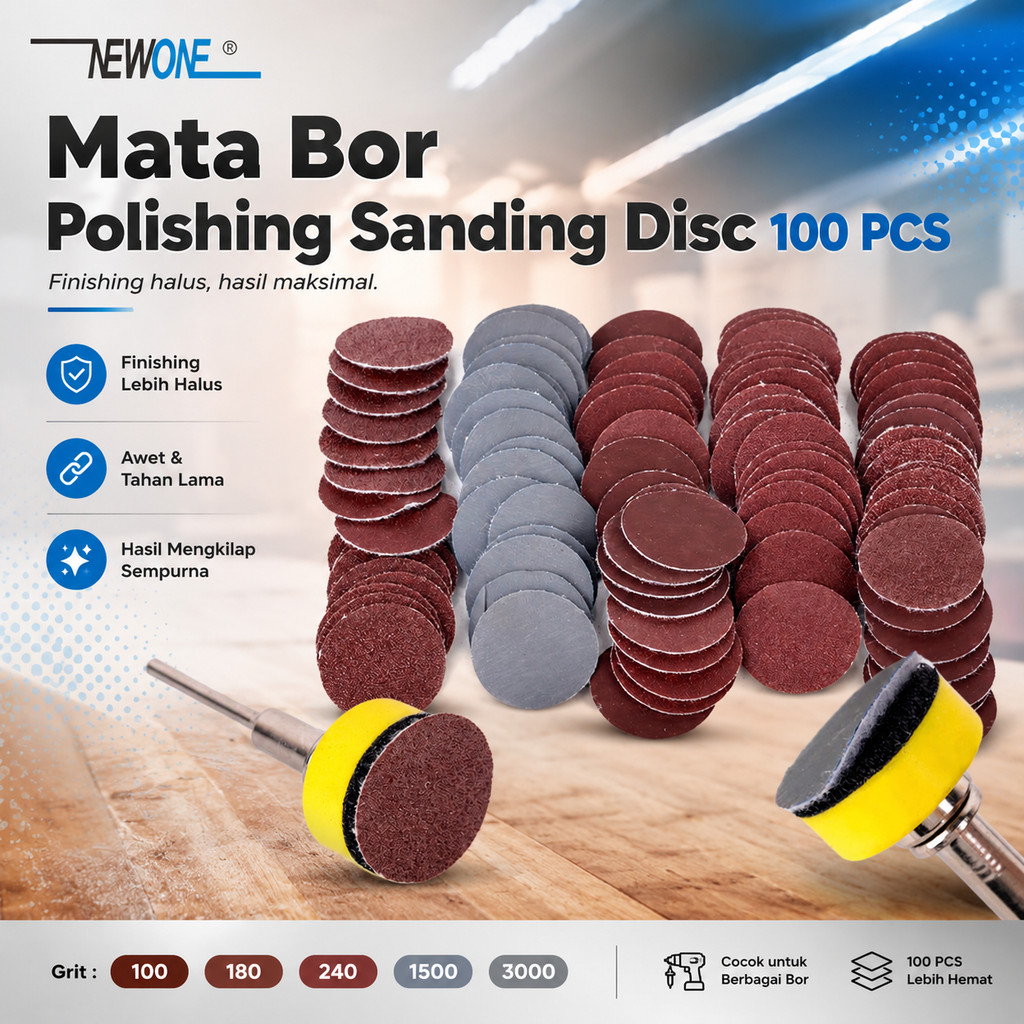 Amplas Bulat Bor Polishing Scrubbing Fiber Wheel 100 PCS Amplas Poles Karat Cat Kayu Besi Pertukanga