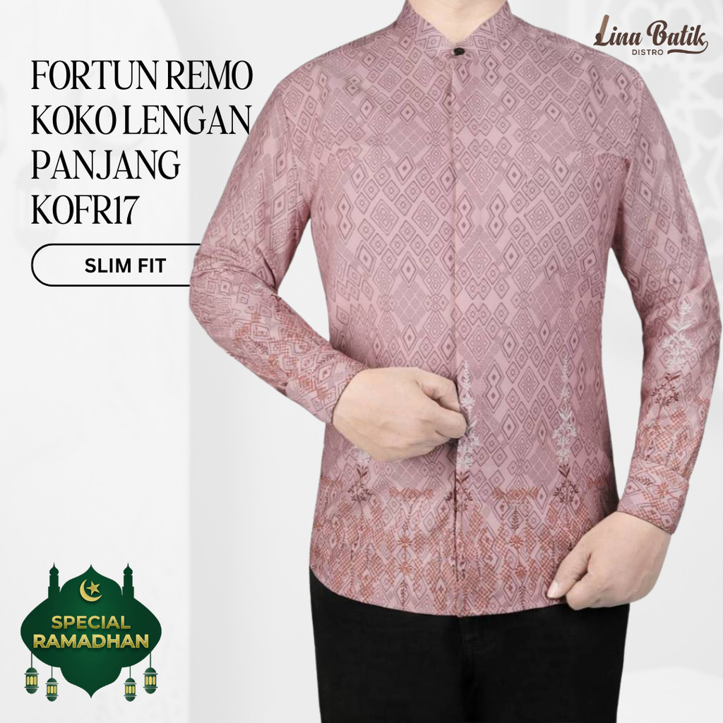 (Best Seller) Lina Batik Distro - Baju Koko Muslim Pria Kemeja Koko Pria Slim Fit Premium Lengan Pan