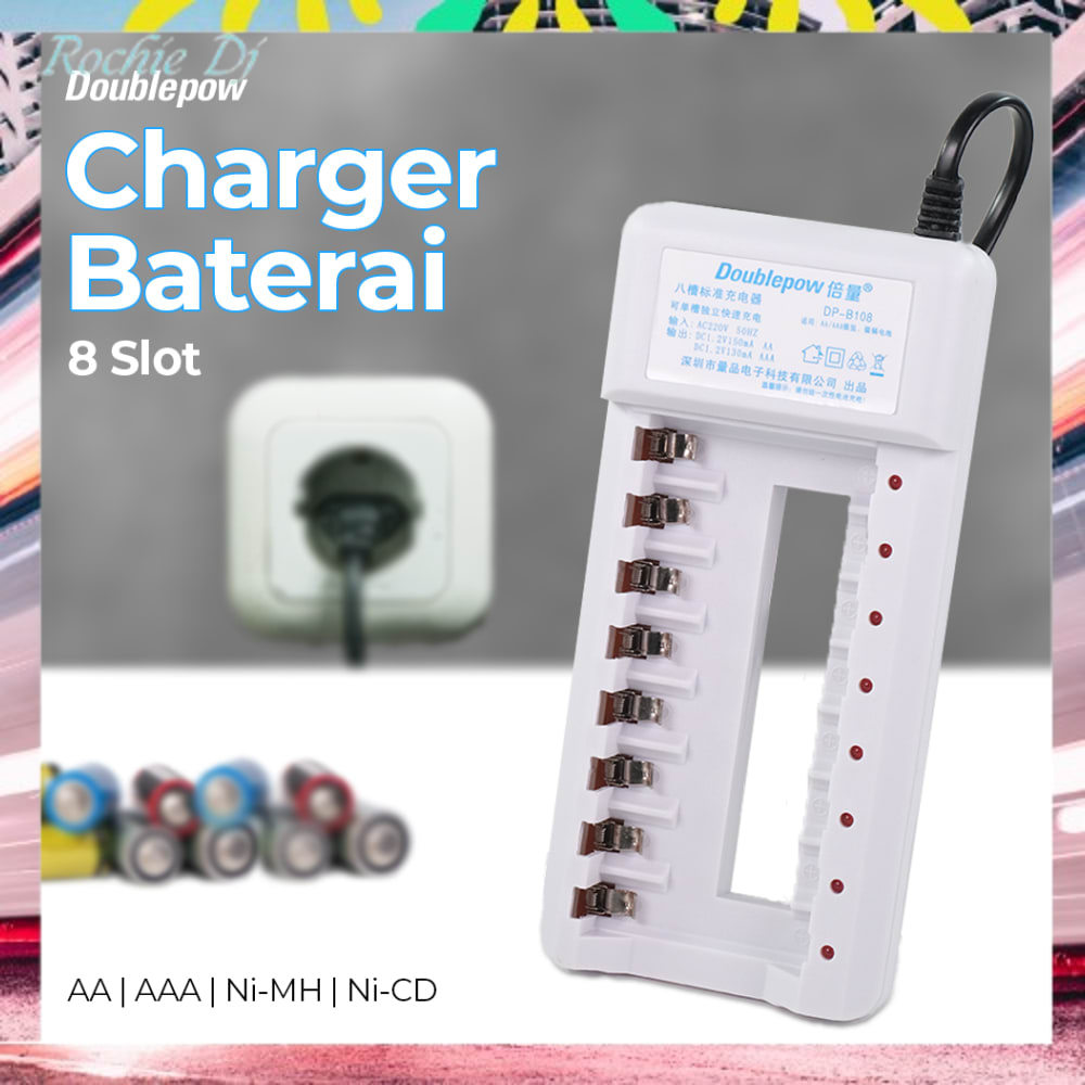 DOUBLEPOW Charger Baterai 8 slot for AA AAA