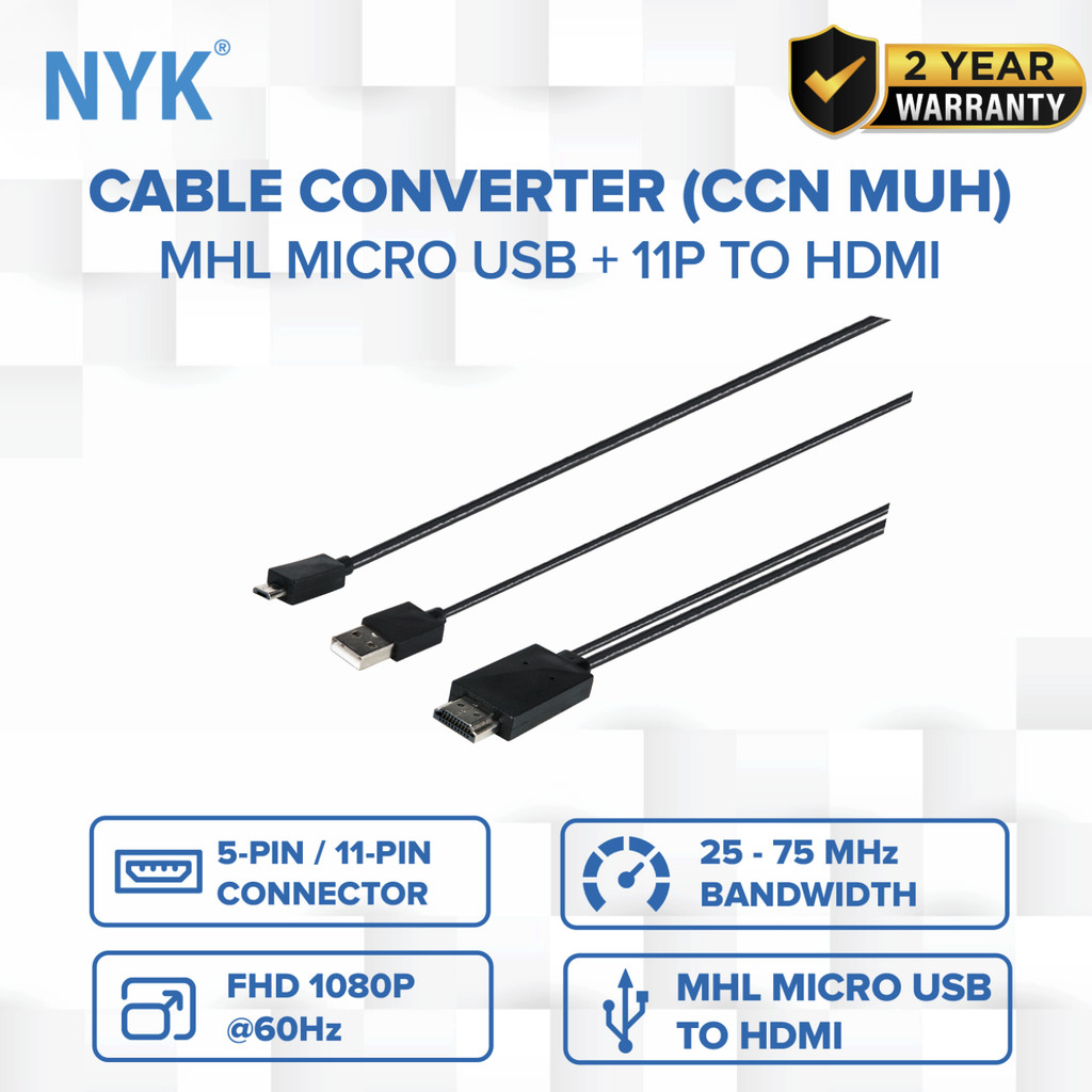 NYK Cable MHL Converter Micro USB 11P To HDMI COD