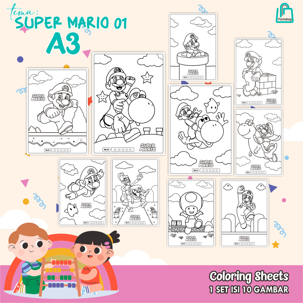 

KERTAS MEWARNAI ANAK UKURAN A3 – ISI 10 LEMBAR – COLORING SHEETS KARTUN EDUKATIF MY LITTE PONNY