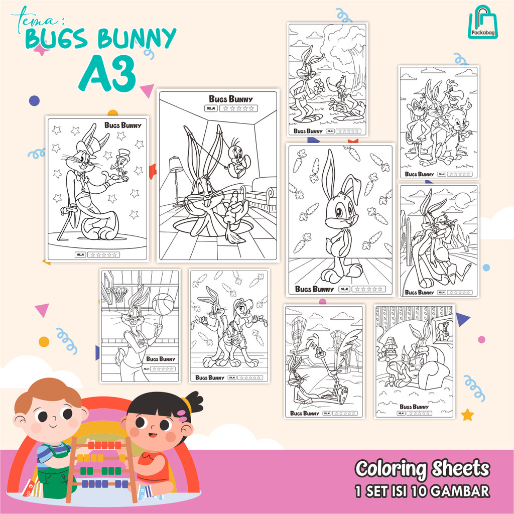 

KERTAS MEWARNAI ANAK UKURAN A3 – ISI 10 LEMBAR – COLORING SHEETS KARTUN EDUKATIF MONSTER INC