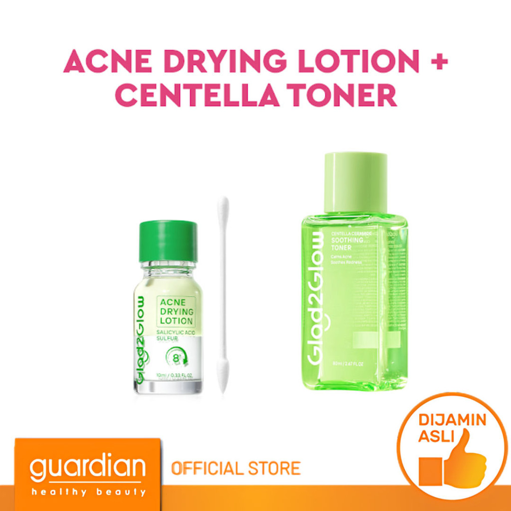[Bundling] Glad2Glow Acne Drying Lotion 10Ml + Glad2Glow Centella Ceramide Soothing Toner 80Ml