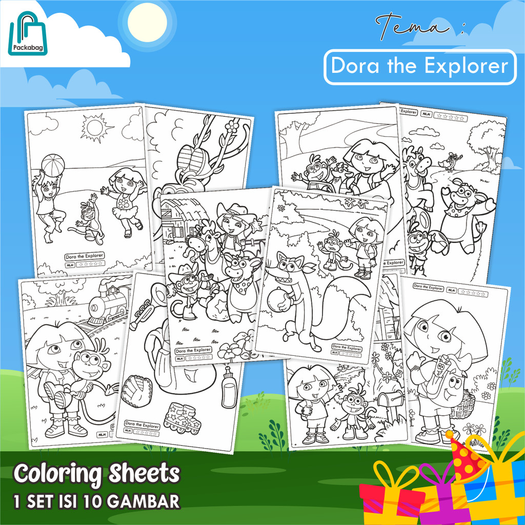 

KERTAS MEWARNAI ANAK UKURAN A4 – PAKET ISI 10 LEMBAR – COLORING SHEETS KARTUN EDUKATIF DORA