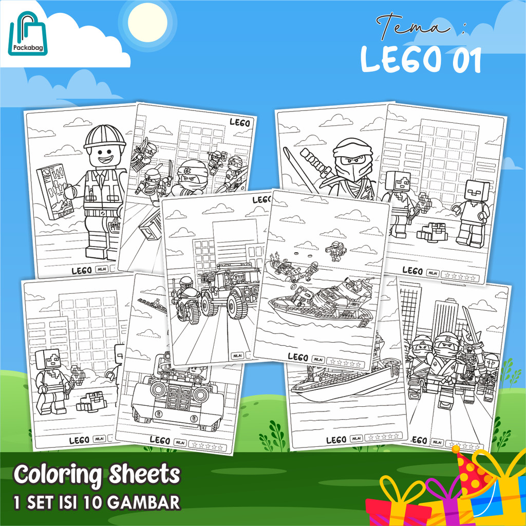 

KERTAS MEWARNAI ANAK UKURAN A5 – 1 PACK ISI 10 LEMBAR – COLORING SHEETS KARTUN EDUKATIF LEGO 01