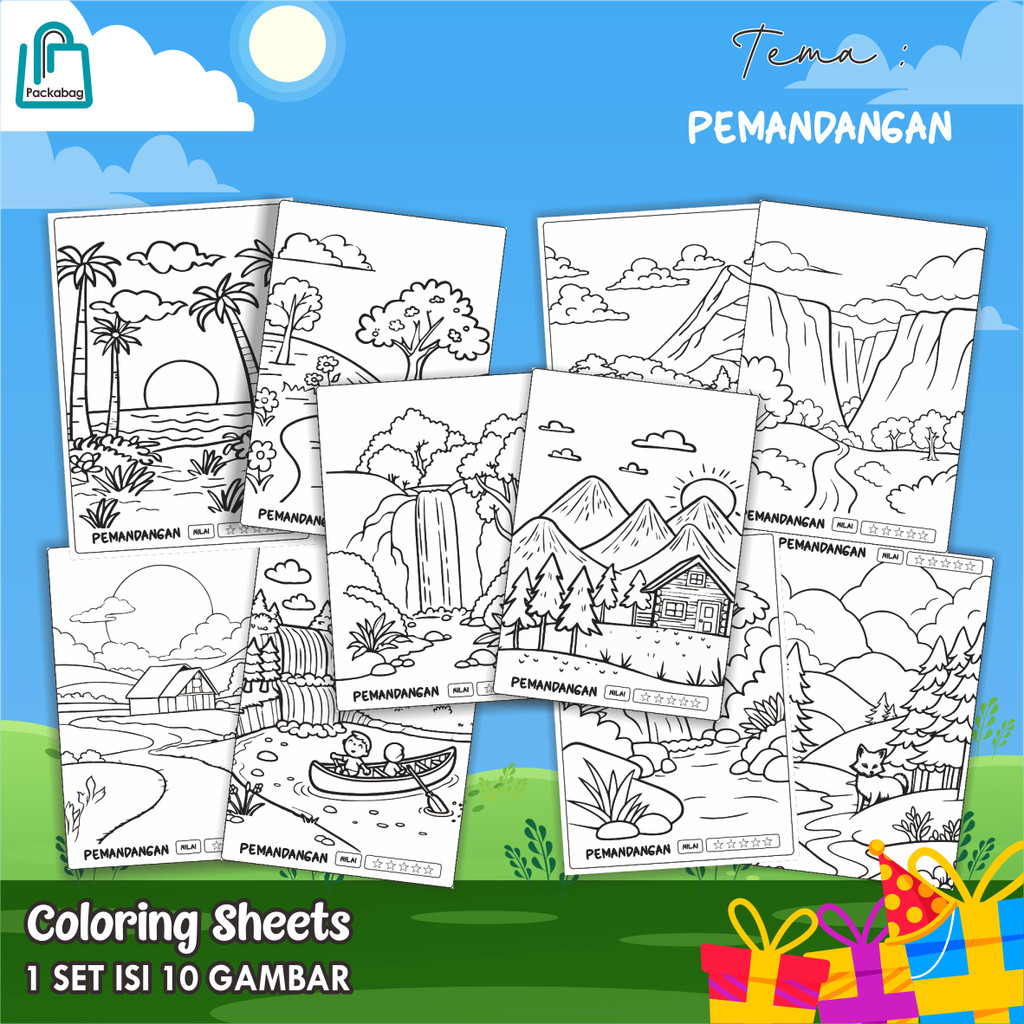 

KERTAS MEWARNAI ANAK UKURAN A4 – 1 PACK ISI 10 LEMBAR – COLORING SHEETS KARTUN EDUKATIF PEMANDANGAN