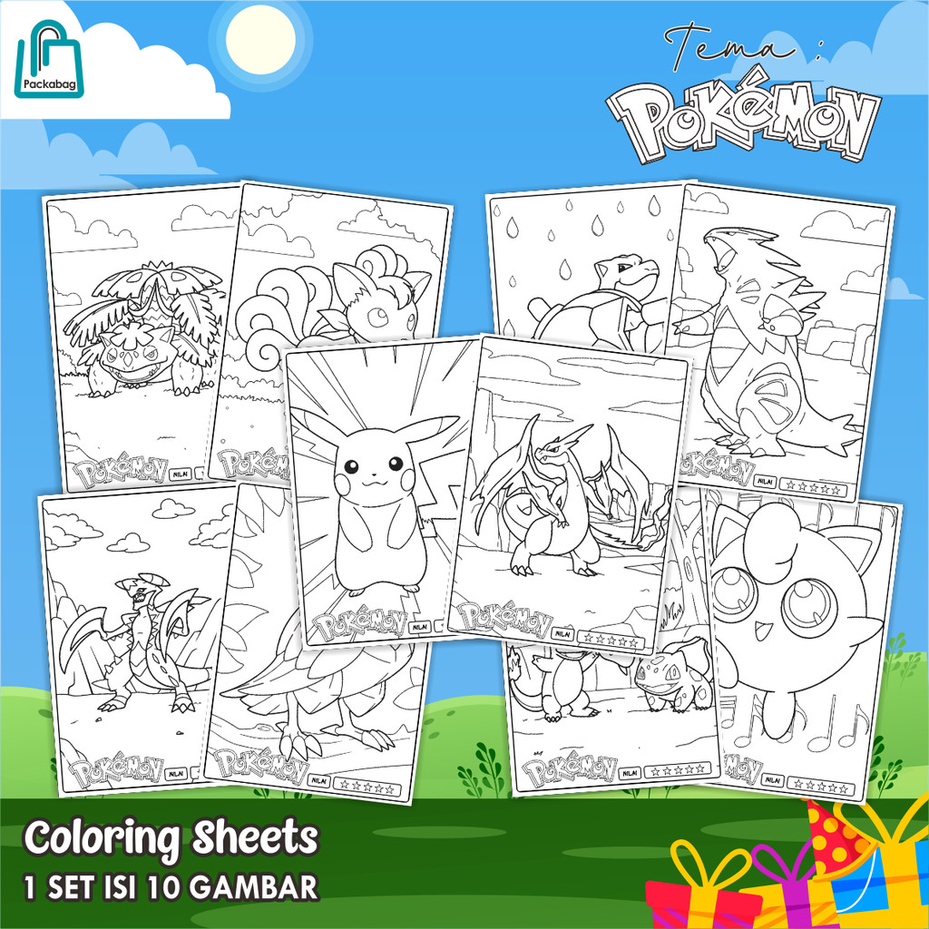 

KERTAS MEWARNAI ANAK UKURAN A4 – PAKET ISI 10 LEMBAR – COLORING SHEETS KARTUN EDUKATIF POKEMON