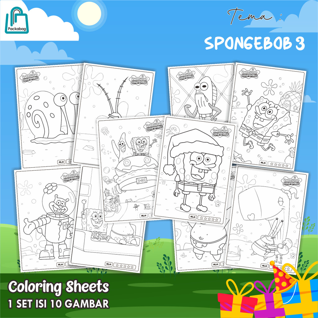 

KERTAS MEWARNAI ANAK UKURAN A4 – PAKET ISI 10 LEMBAR – COLORING SHEETS KARTUN EDUKATIF SPONGEBOB 03