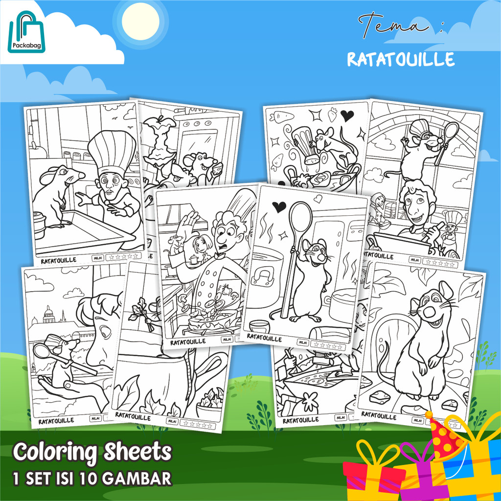 

KERTAS MEWARNAI ANAK UKURAN A4 – PAKET ISI 10 LEMBAR – COLORING SHEETS KARTUN EDUKATIF RATATOULLIE