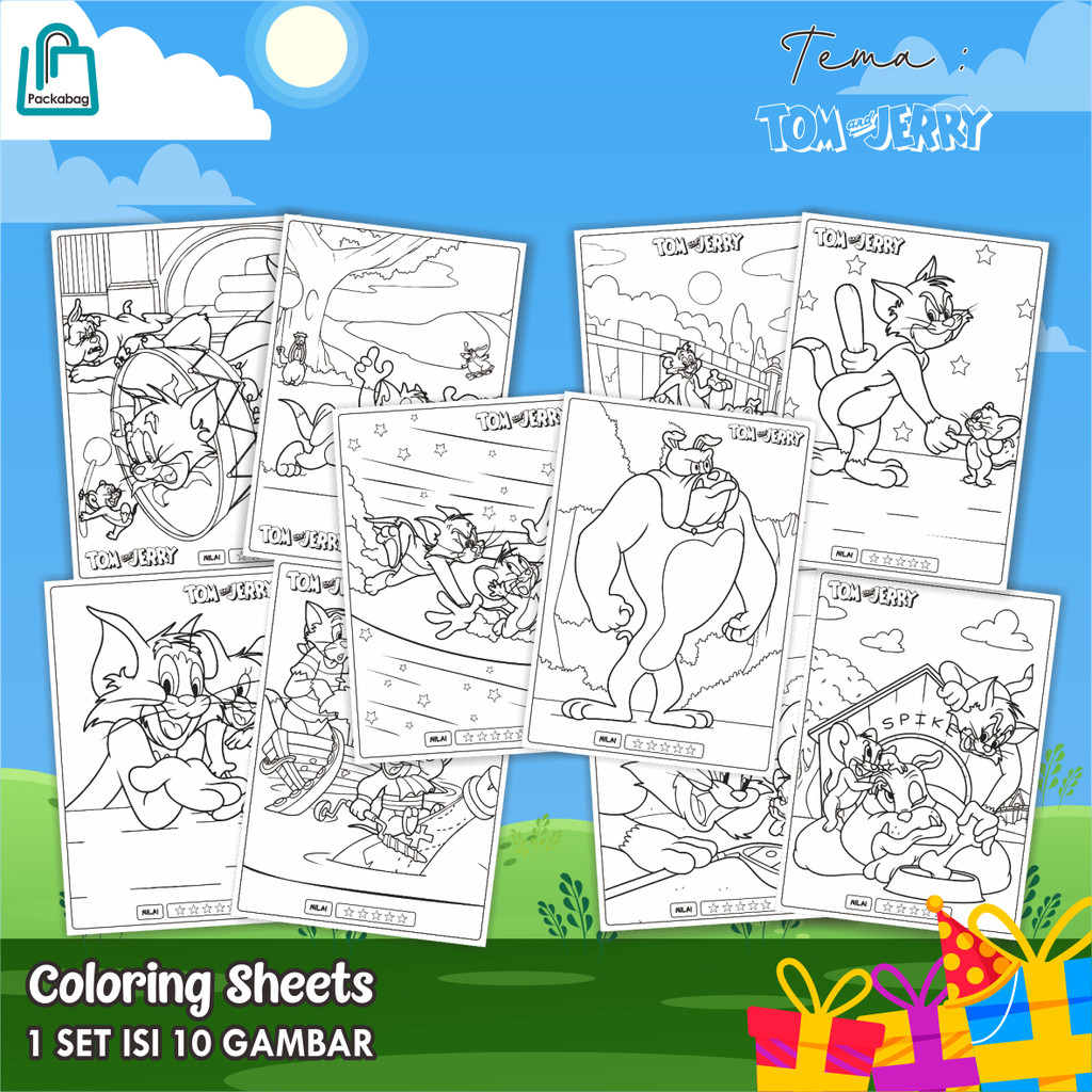 

KERTAS MEWARNAI ANAK UKURAN A4 – 1 PACK ISI 10 LEMBAR – COLORING SHEETS KARTUN EDUKATIF TOM & JERRY