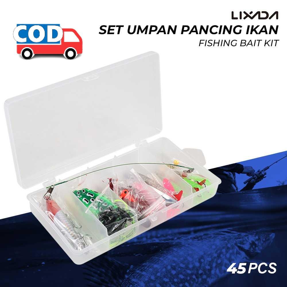 Set Umpan Pancing Ikan Buatan 45 PCS dengan Kotak Penyimpanan untuk Mancing Ikan Laut dan Air Tawar