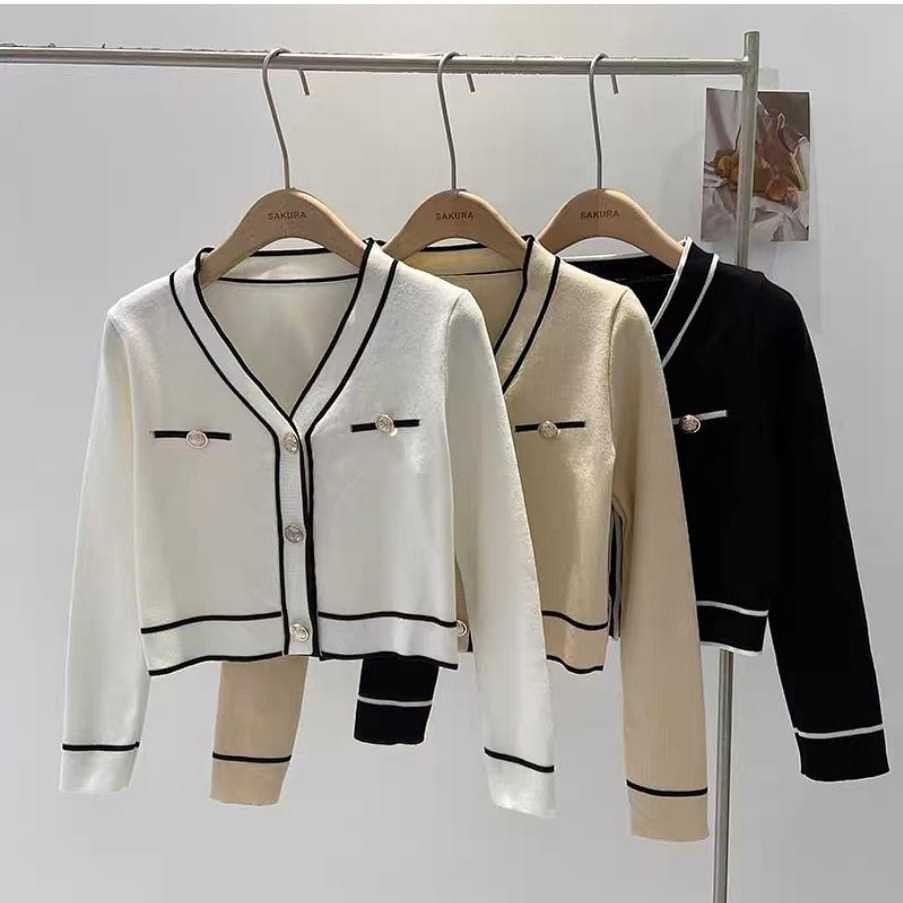 Baju Rajut Import Atasan Fahion Cewek Korea Outfit Remaja Kuliah Santai Rajut Outer Wanita Trendy At