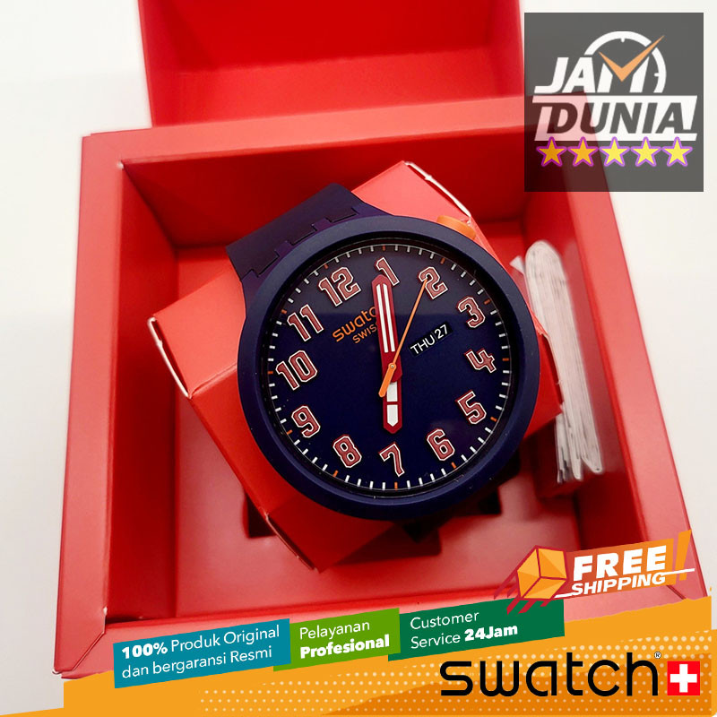 JAM TANGAN PRIA SWATCH ORIGINAL KARET NAVY ORANGE SWATCH SB01S700 SWATCH SB01S 700 JAM PRIA NG BIG B