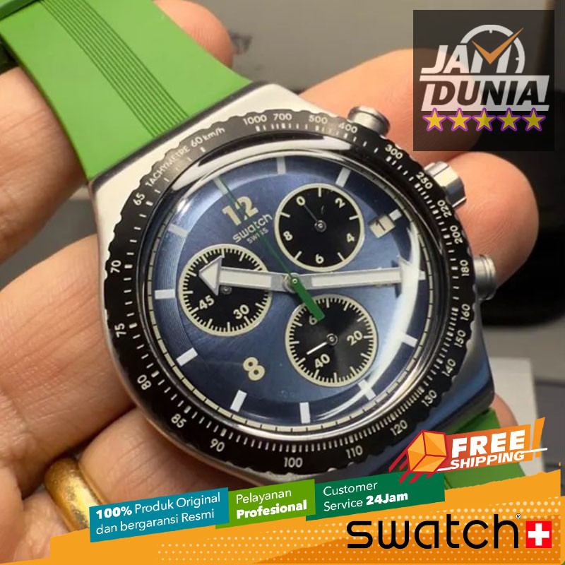 JAM TANGAN PRIA SWATCH ORIGINAL KARET GREEN SWATCH YVS531 SWATCH YVS 531 JAM PRIA NG IRONY SWATCH OR