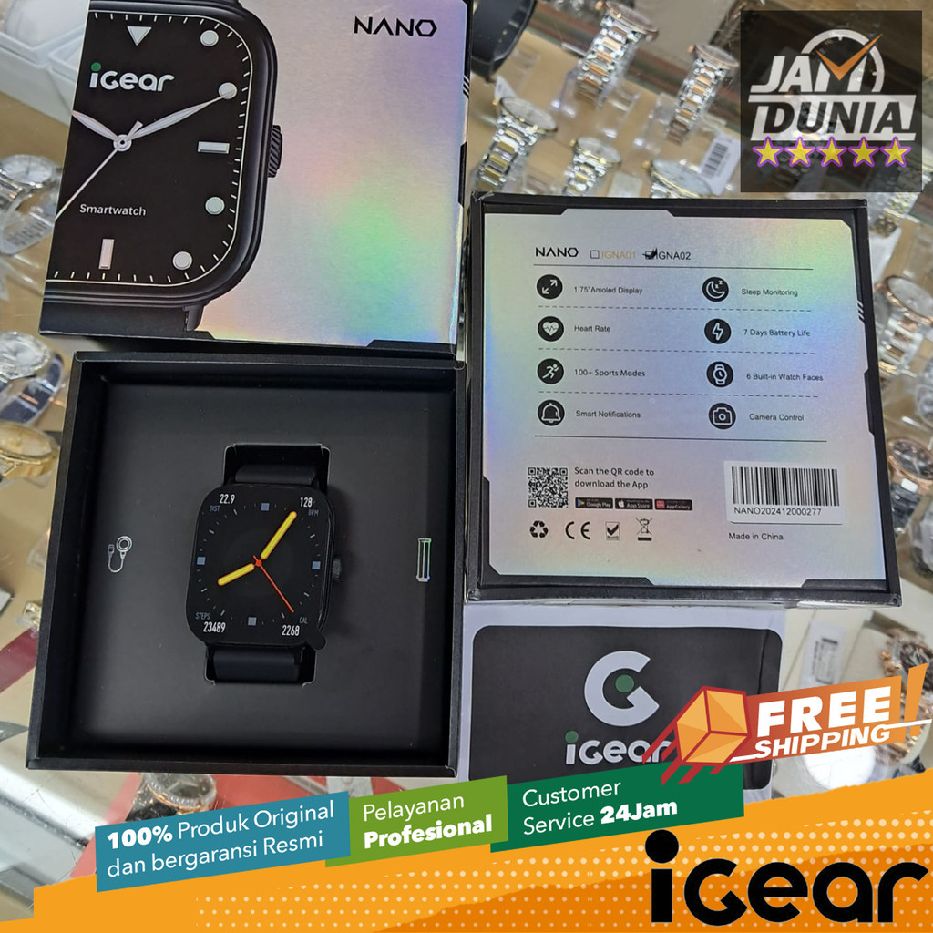 JAM TANGAN IGEAR WATCH IGEAR IGEAR NANO BLACK IGNA02 JAM PRIA WANITA JAM TANGAN SMARTWATCH ORIGINAL 